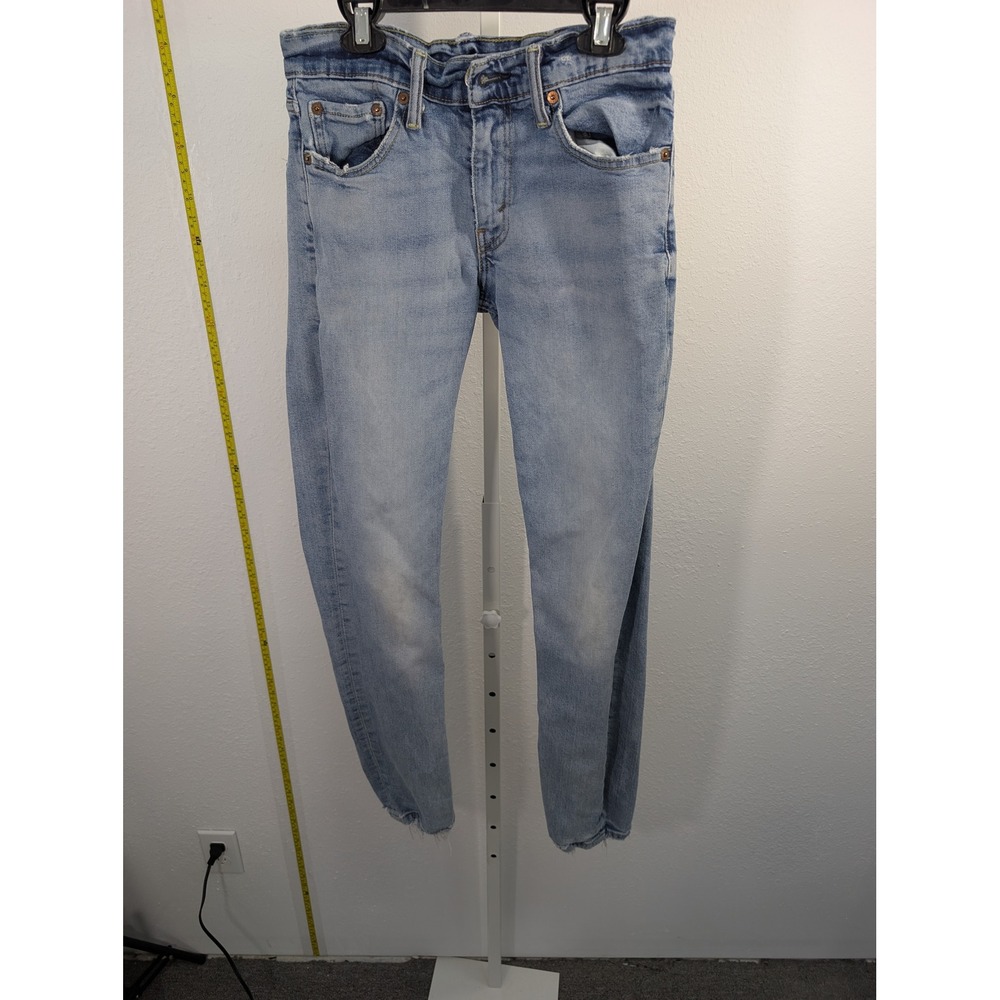 Levis 511 Slim Fit Light Wash Denim Jeans W29 L32 Raw Hem Distressed Mens Womens
